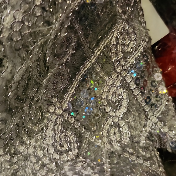 Silver Lace Trim Sequinned Ribbon Vintage Decorative DIY Craft 8 Yards - Picture 1 of 3